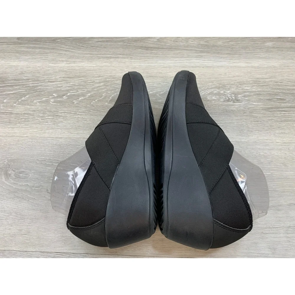 Crocs Women's Busy Day Stretch Skimmer Wedge Black Slip On 10 Casual Shoes